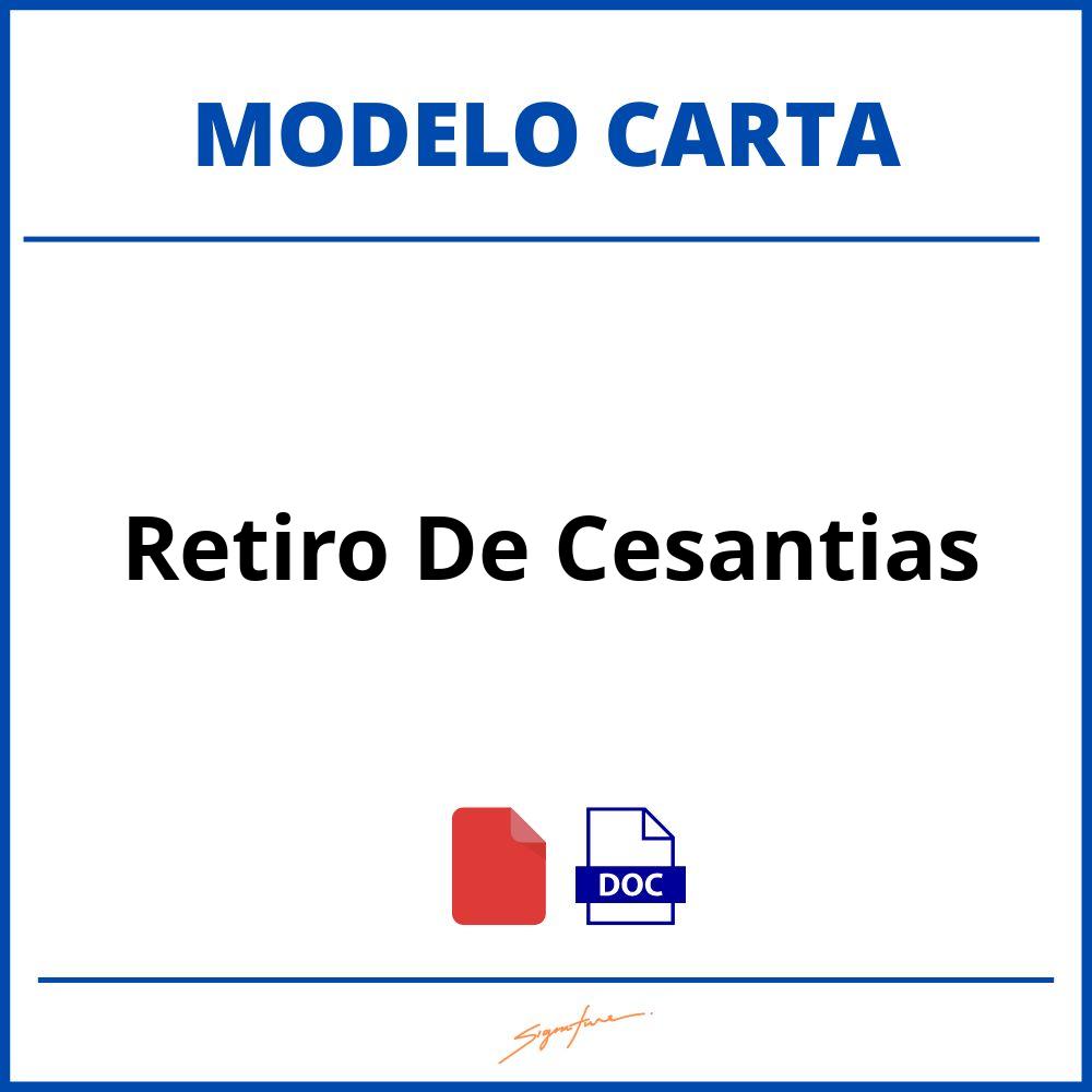 Carta Para Retiro De Cesantias