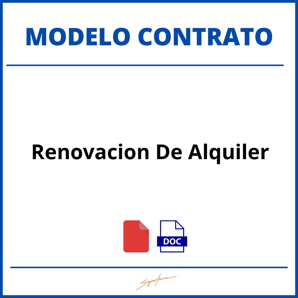 Contrato De Renovacion De Alquiler